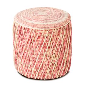 Round Pouf Ottoman Hand Weave Footstool Natural Seagrass Foot Stool Boho Footrest Stool Braided Pouffe Accent Chair for The Living Room Bedroom N
