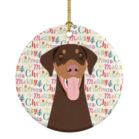 Doberman Pinscher Red and Rust Natural Ears #1 Christmas Ceramic Ornament Christmas Tree Hanging Decorations for Home Christmas Holiday, Party, G