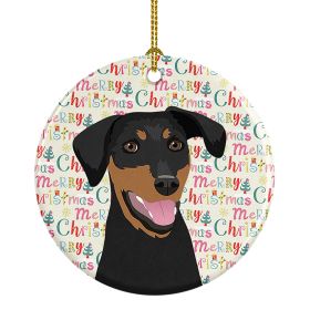 Doberman Pinscher Black and Rust Natural Ears #1 Christmas Ceramic Ornament Christmas Tree Hanging Decorations for Home Christmas Holiday, Party,