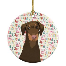 Doberman Pinscher Red and Rust Natural Ears #2 Christmas Ceramic Ornament Christmas Tree Hanging Decorations for Home Christmas Holiday, Party, G