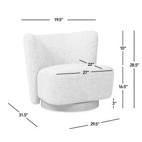 Miranda 30" Armless Swivel Accent Chair, Natural Gray Chenille