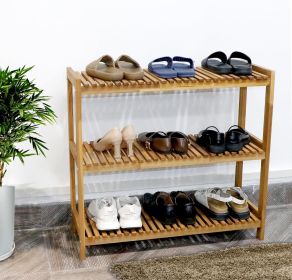 3-Tier Shoe Rack for Entryway,Acacia Wood Free Standing Shelf for Indoor & Outdoor, Storage Organizer 29.1" Tall Solid Wood - Natural