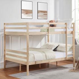 Full over Full Bunk Bed with Ladder,Wooden Bunk Bed with High Guardrail and Ladder for Kids, Teens, Dorm Rooms, and Guest Rooms,No Box Spring Nee