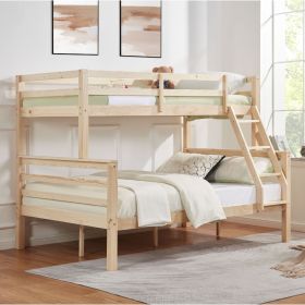 Twin over Full Bunk Bed with Thick Posts,Wooden Bunk Bed with High Guardrail and Ladder for Kids, Teens, Dorm Rooms, and Guest Rooms