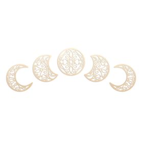 5Pcs 3D Moon Phases Wall Hanging Decor Natural Design Moon Cycle Variation Wooden Bedroom Stickers Home Bedroom Wall Decor Craft (Color: Wood Color, Ships From: China)