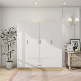 Doors Bedroom Armoire Wardrobe Closet Cabinet, Wardrobe Closet with Hanging Rod, Wood Closet Wardrobe for Large Storage (Color: YG-37)